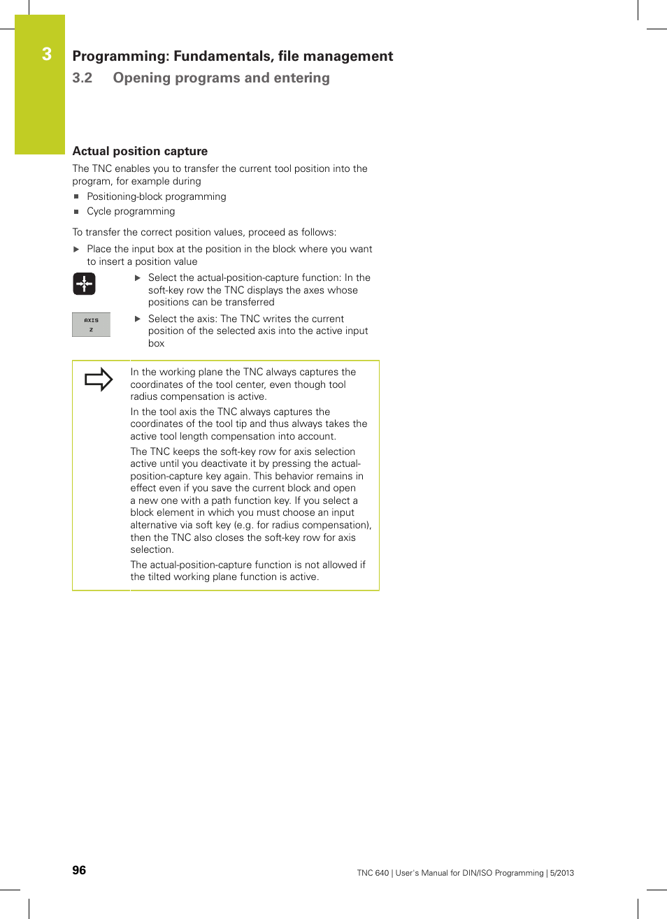 Actual position capture | HEIDENHAIN TNC 640 (34059x-02) ISO programming User Manual | Page 96 / 620