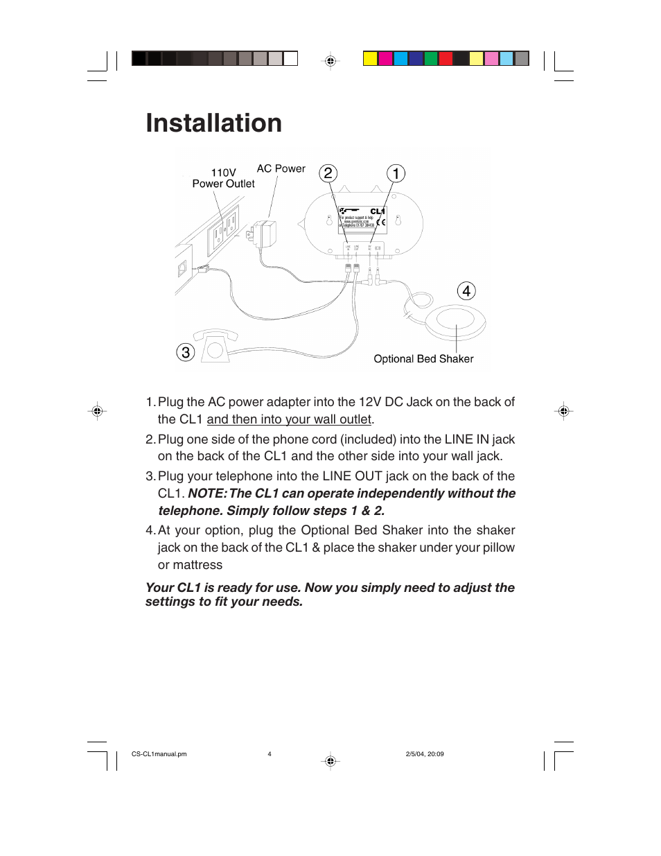 Installation | ClearSounds CL1 User Manual | Page 4 / 8