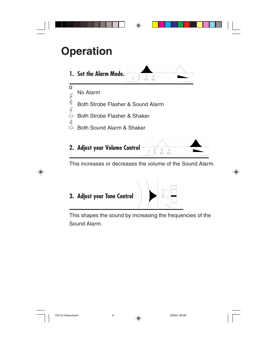 Operation | ClearSounds CL1 User Manual | Page 5 / 8