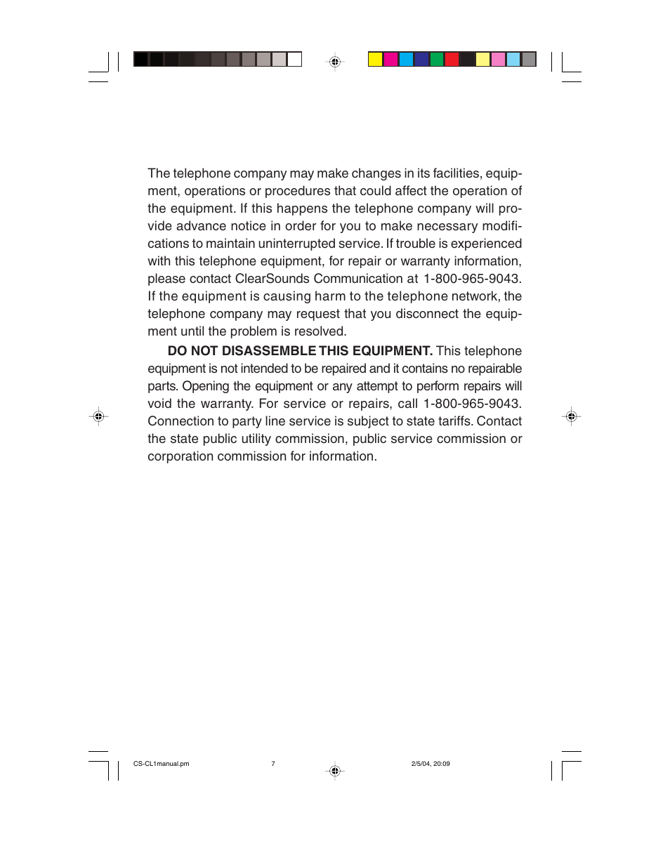 ClearSounds CL1 User Manual | Page 7 / 8