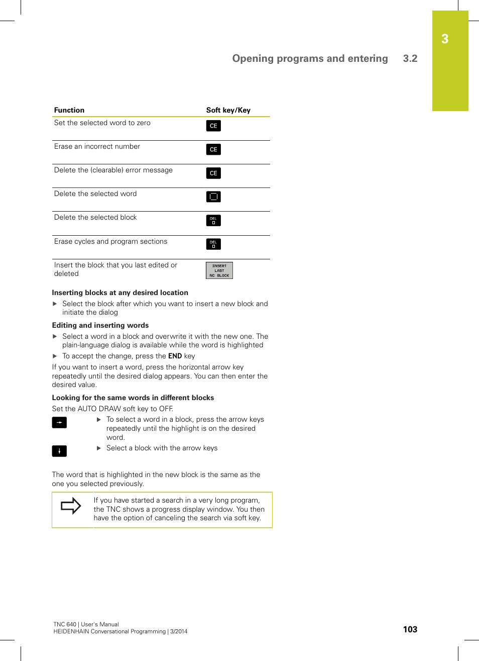 Opening programs and entering 3.2 | HEIDENHAIN TNC 640 (34059x-04) User Manual | Page 103 / 679