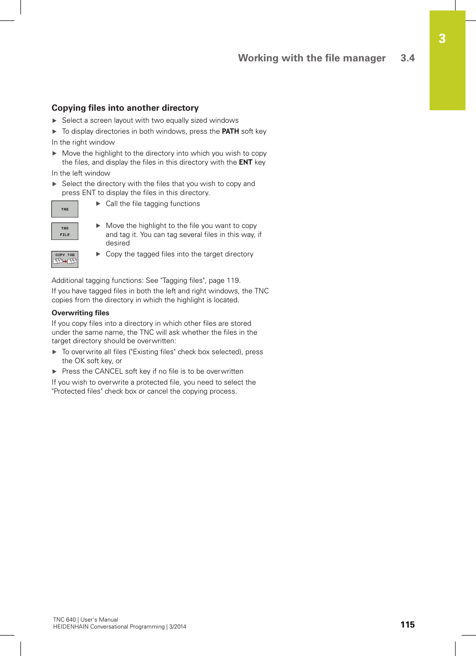 Copying files into another directory, Working with the file manager 3.4 | HEIDENHAIN TNC 640 (34059x-04) User Manual | Page 115 / 679