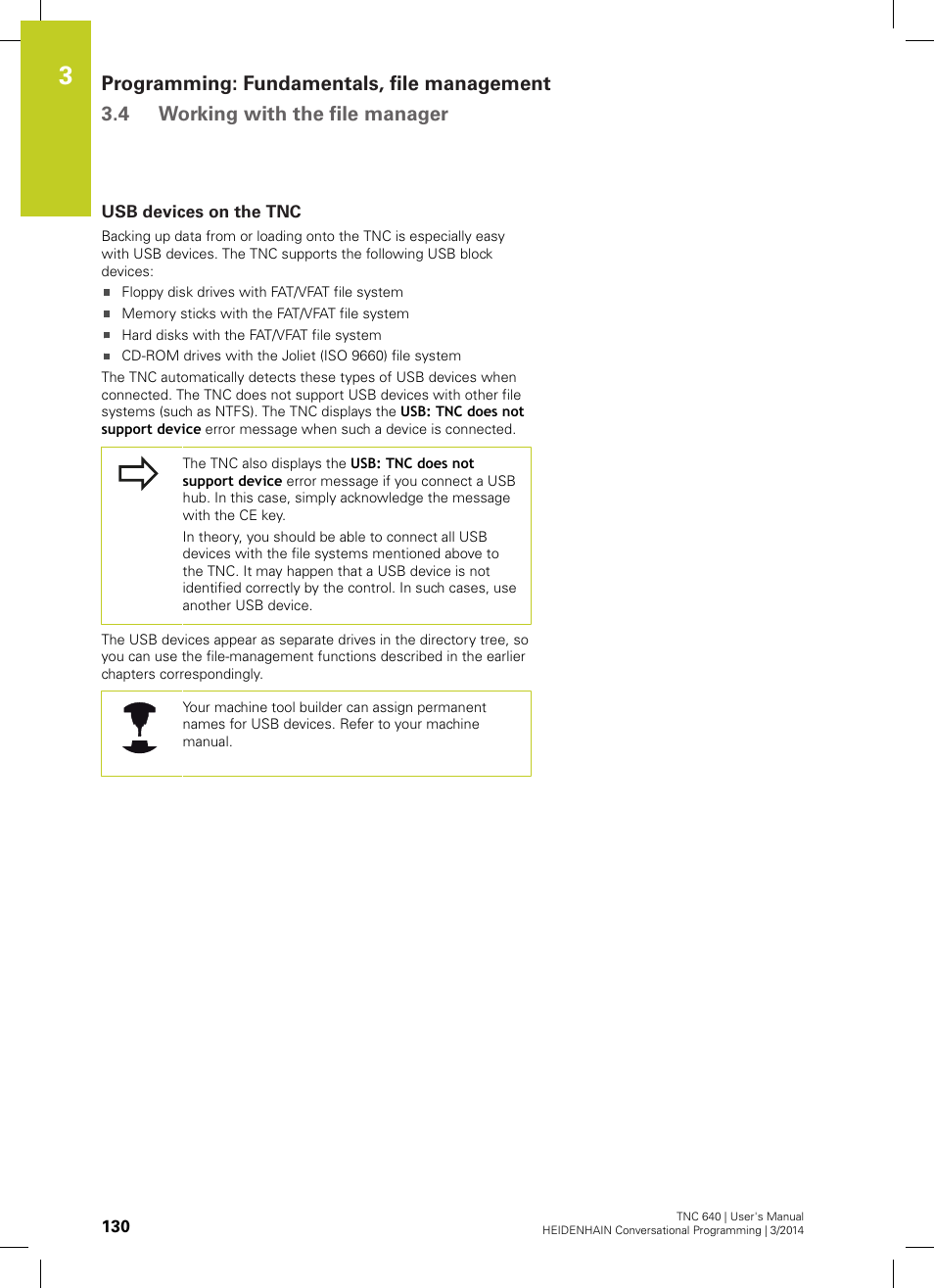 Usb devices on the tnc | HEIDENHAIN TNC 640 (34059x-04) User Manual | Page 130 / 679