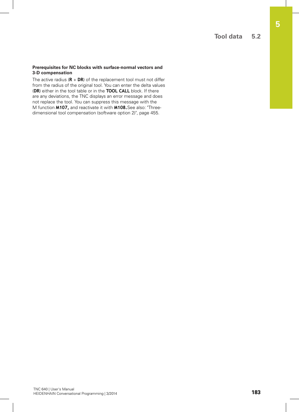 Tool data 5.2 | HEIDENHAIN TNC 640 (34059x-04) User Manual | Page 183 / 679