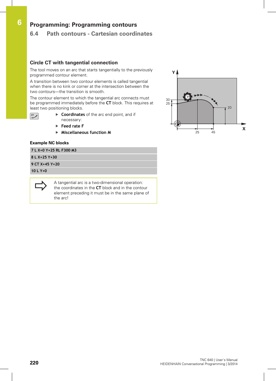 Circle ct with tangential connection | HEIDENHAIN TNC 640 (34059x-04) User Manual | Page 220 / 679