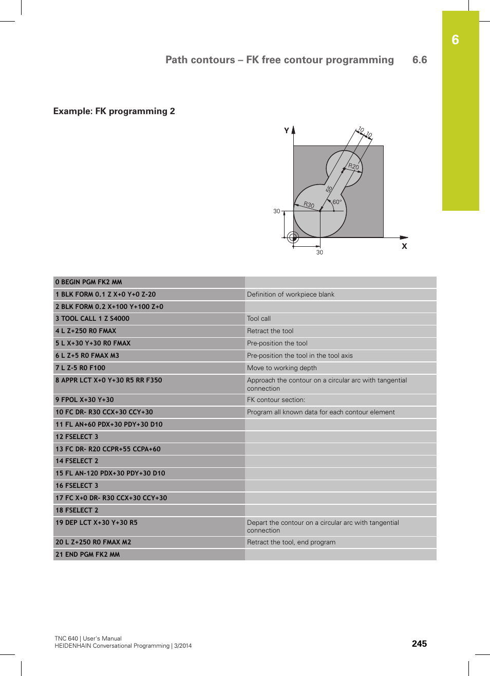 Example: fk programming 2, Path contours – fk free contour programming 6.6 | HEIDENHAIN TNC 640 (34059x-04) User Manual | Page 245 / 679