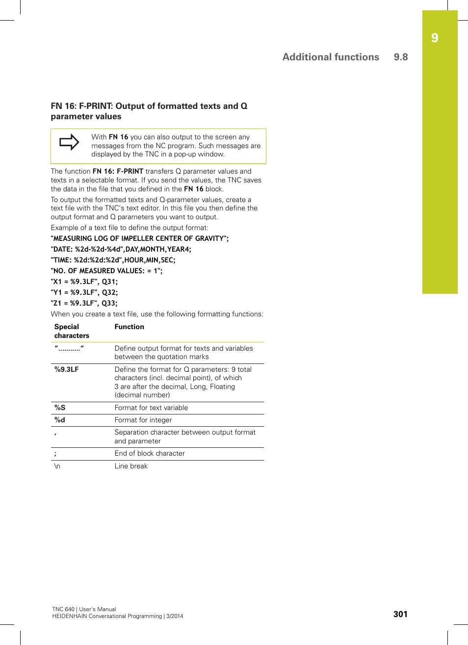Additional functions 9.8 | HEIDENHAIN TNC 640 (34059x-04) User Manual | Page 301 / 679