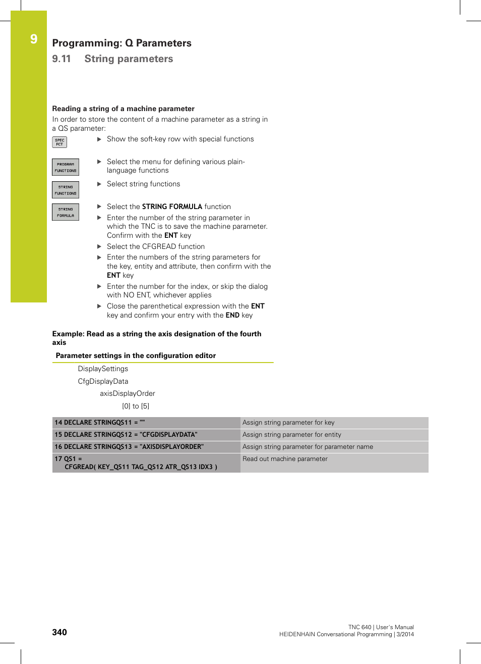 Programming: q parameters 9.11 string parameters | HEIDENHAIN TNC 640 (34059x-04) User Manual | Page 340 / 679