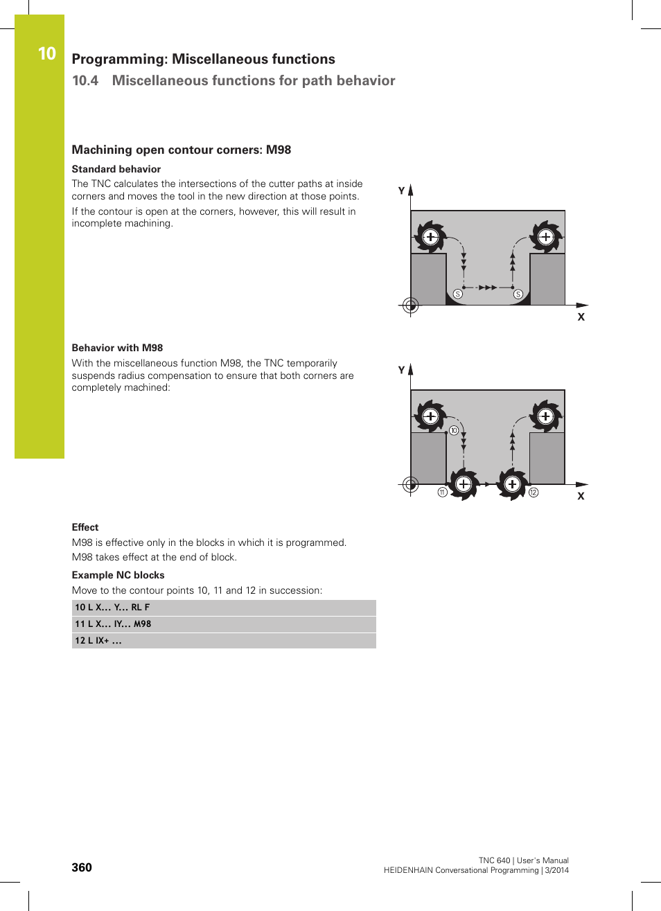 Machining open contour corners: m98 | HEIDENHAIN TNC 640 (34059x-04) User Manual | Page 360 / 679