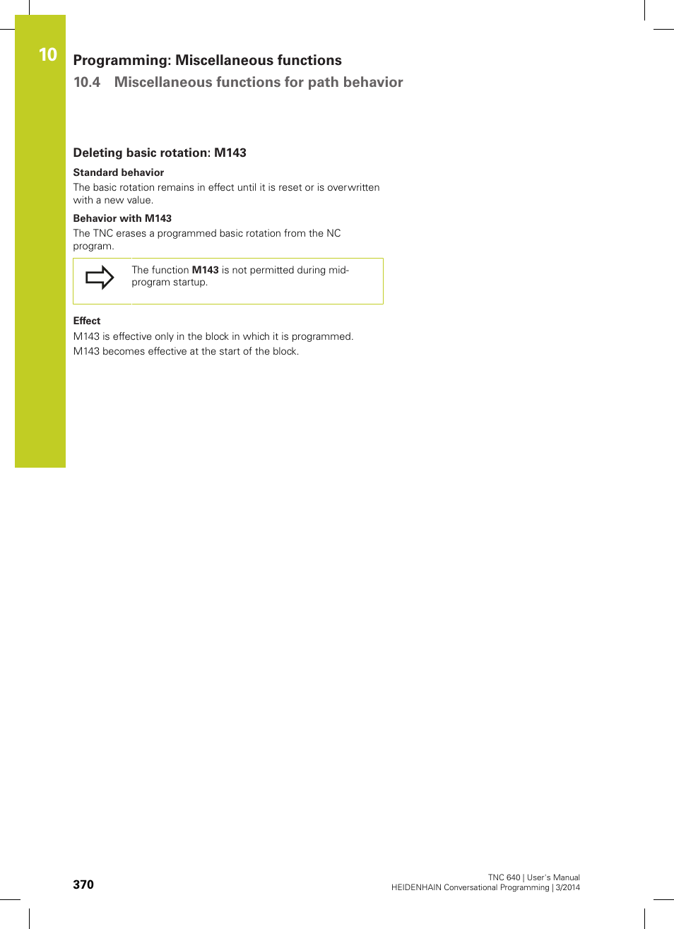 Deleting basic rotation: m143 | HEIDENHAIN TNC 640 (34059x-04) User Manual | Page 370 / 679