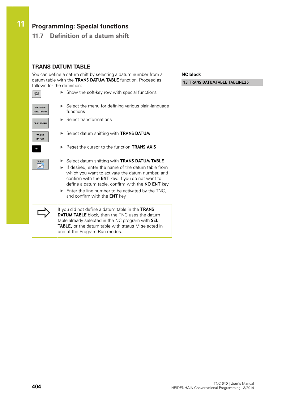 Trans datum table | HEIDENHAIN TNC 640 (34059x-04) User Manual | Page 404 / 679