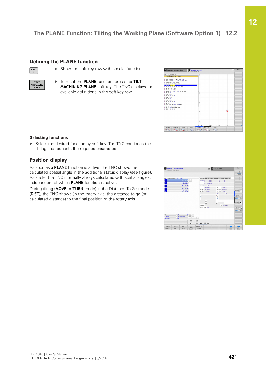 Defining the plane function, Position display | HEIDENHAIN TNC 640 (34059x-04) User Manual | Page 421 / 679