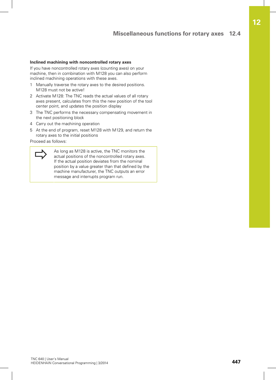 Miscellaneous functions for rotary axes 12.4 | HEIDENHAIN TNC 640 (34059x-04) User Manual | Page 447 / 679