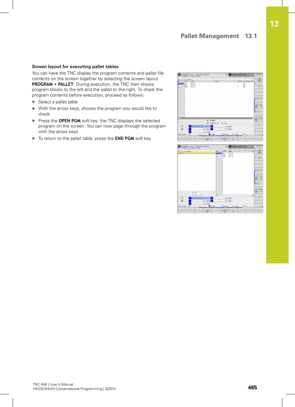 Pallet management 13.1 | HEIDENHAIN TNC 640 (34059x-04) User Manual | Page 465 / 679