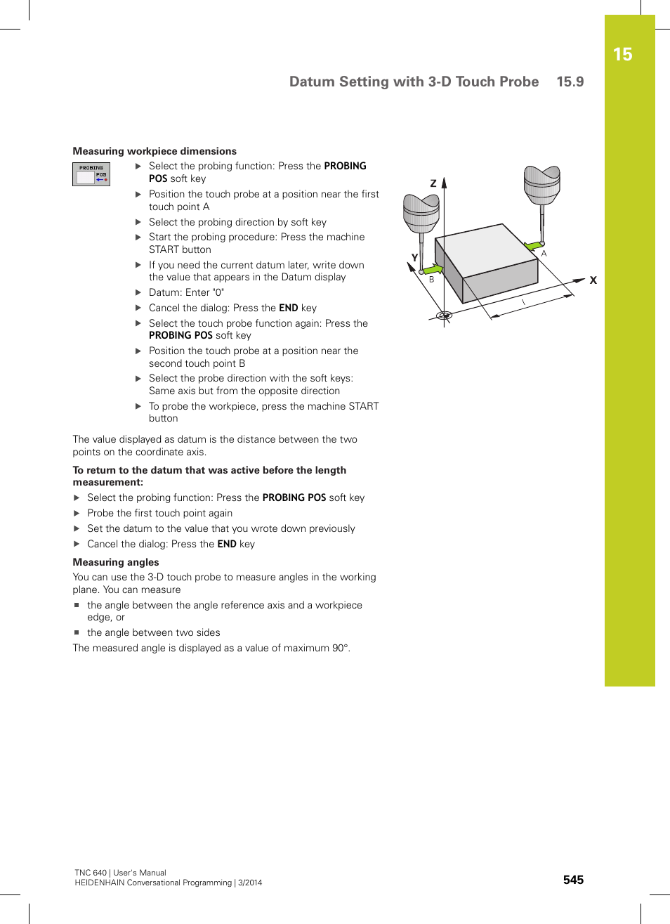 Datum setting with 3-d touch probe 15.9 | HEIDENHAIN TNC 640 (34059x-04) User Manual | Page 545 / 679
