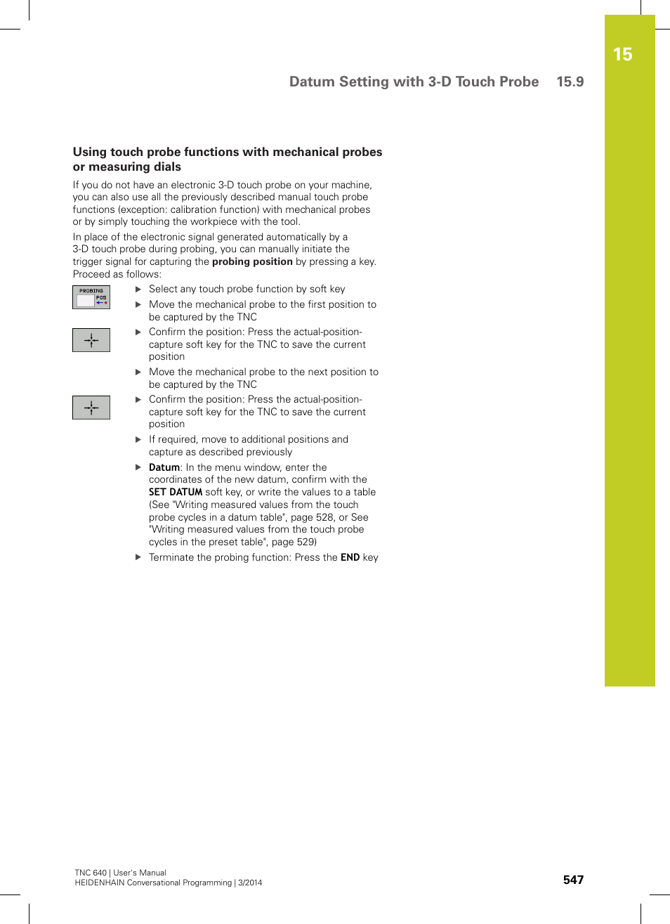 Datum setting with 3-d touch probe 15.9 | HEIDENHAIN TNC 640 (34059x-04) User Manual | Page 547 / 679