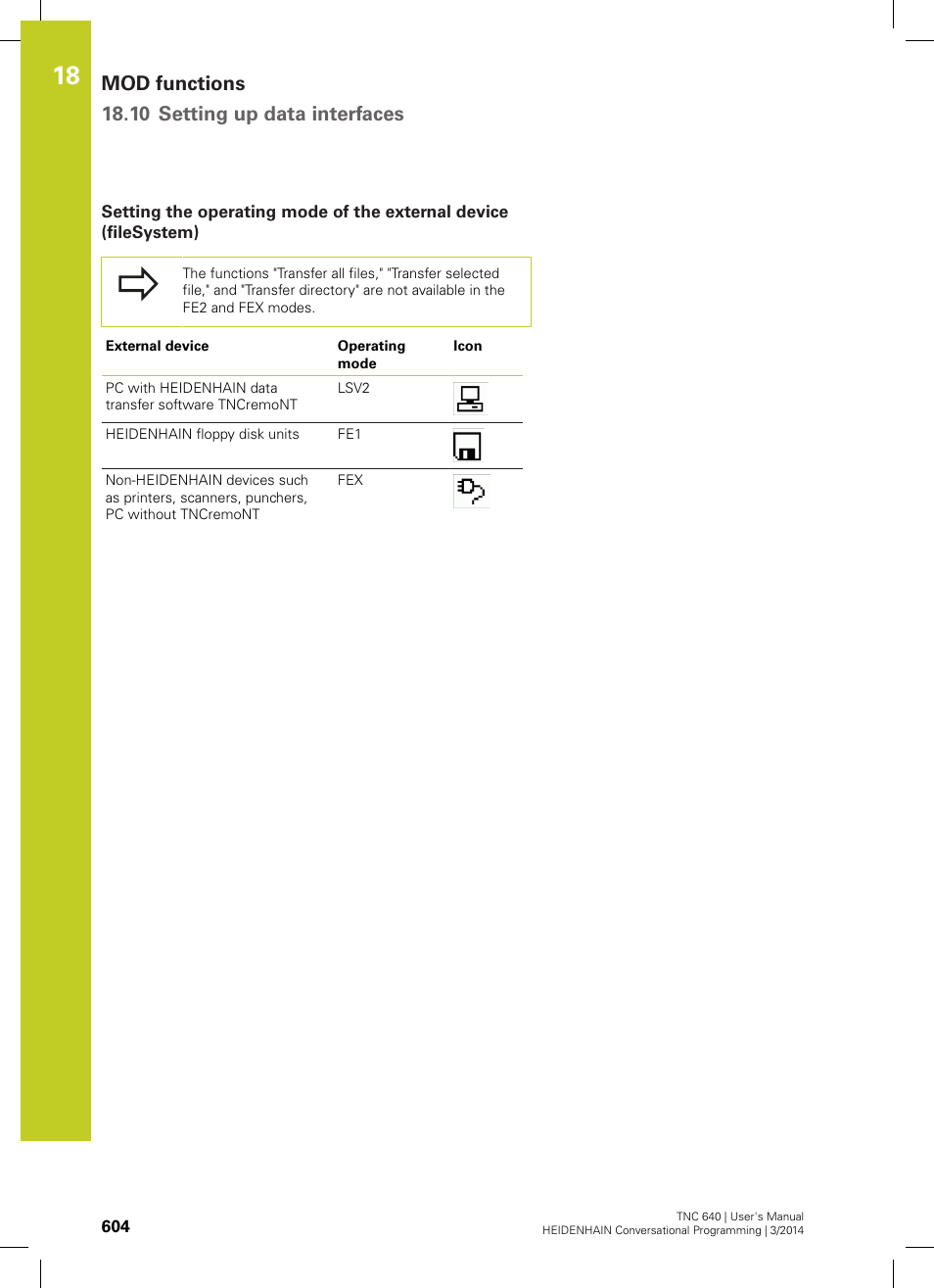 Mod functions 18.10 setting up data interfaces | HEIDENHAIN TNC 640 (34059x-04) User Manual | Page 604 / 679