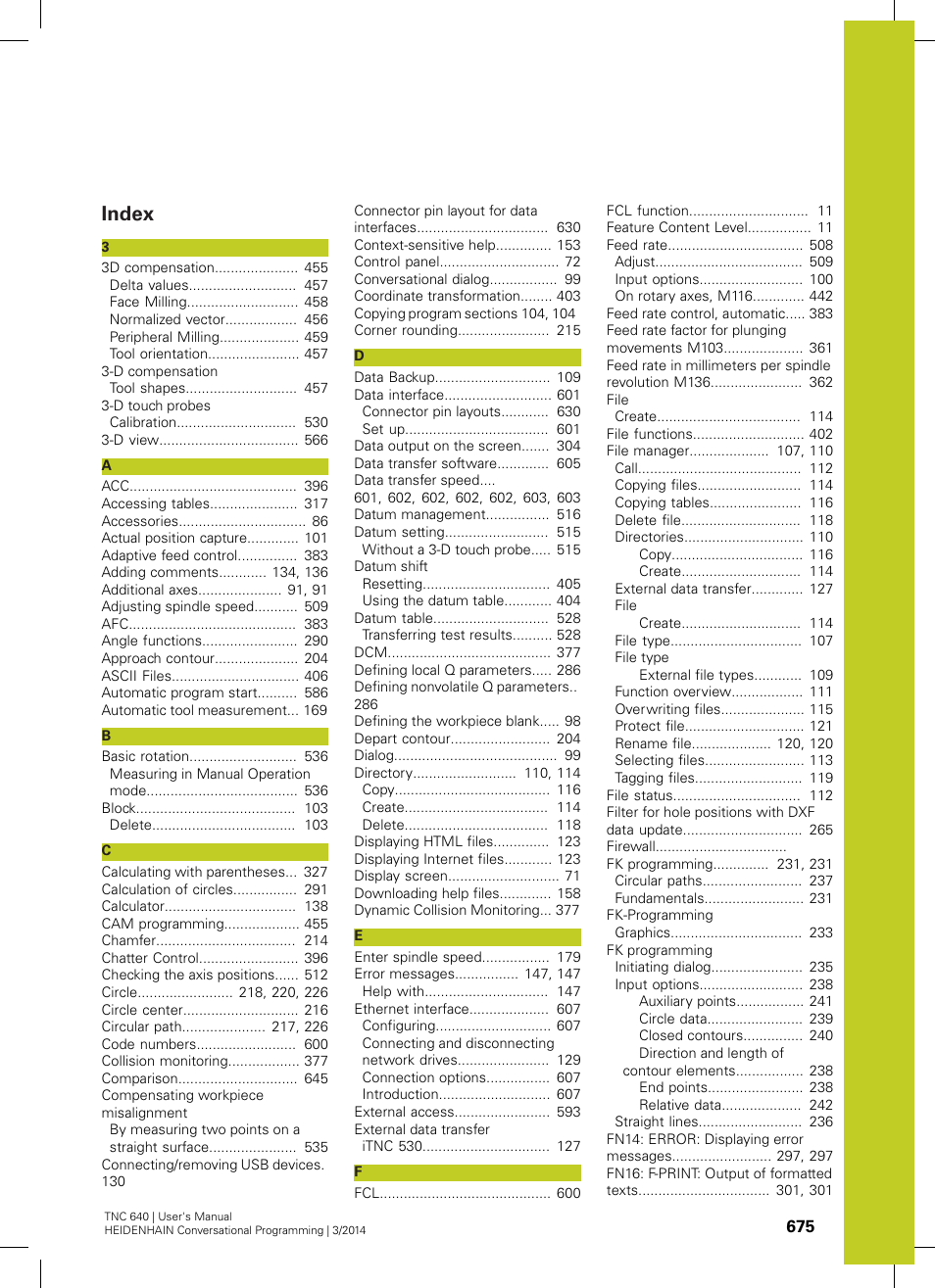 Index | HEIDENHAIN TNC 640 (34059x-04) User Manual | Page 675 / 679