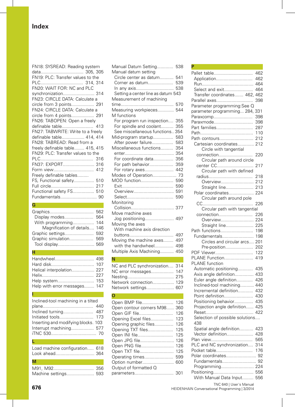 Index | HEIDENHAIN TNC 640 (34059x-04) User Manual | Page 676 / 679