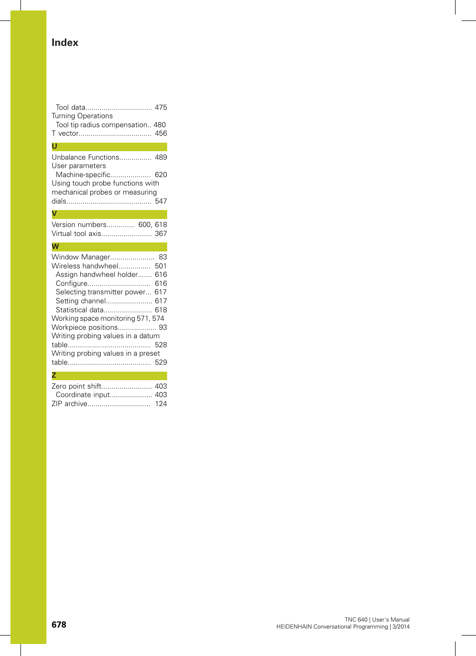 Index | HEIDENHAIN TNC 640 (34059x-04) User Manual | Page 678 / 679