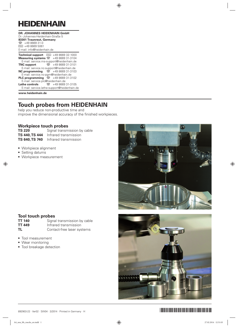 Touch probes from heidenhain, Workpiece touch probes, Tool touch probes | HEIDENHAIN TNC 640 (34059x-04) User Manual | Page 679 / 679