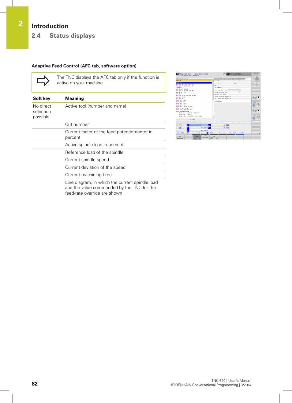 Introduction 2.4 status displays | HEIDENHAIN TNC 640 (34059x-04) User Manual | Page 82 / 679