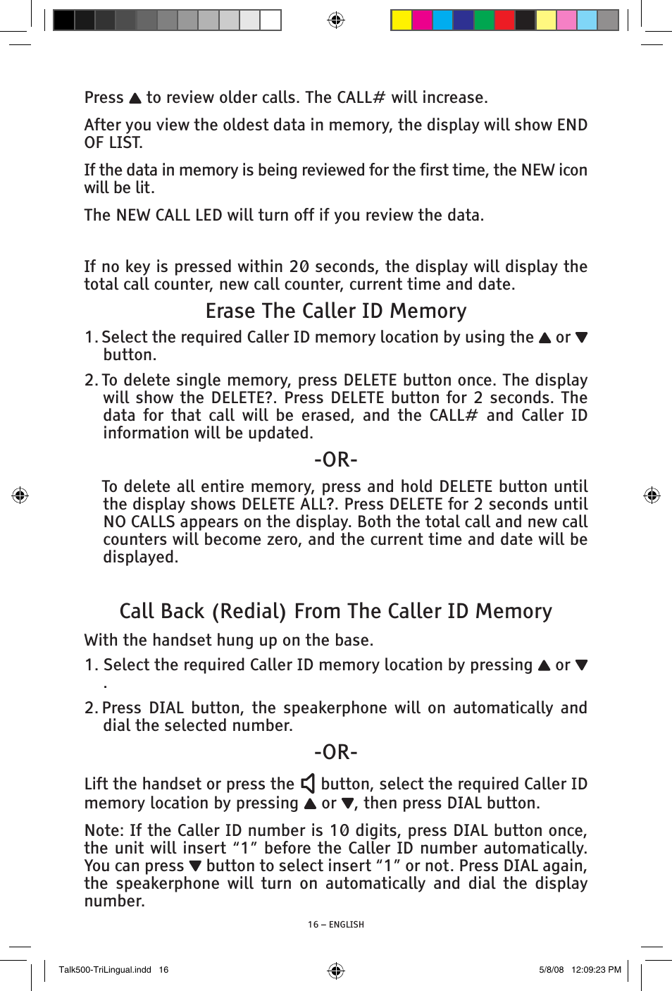 ClearSounds TALK500 V508 User Manual | Page 16 / 20