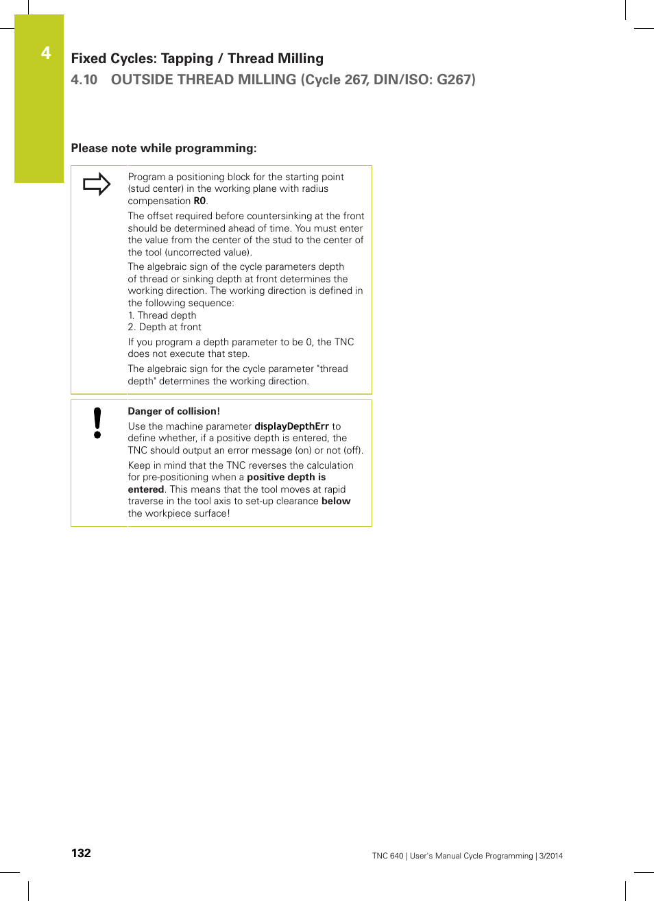 Please note while programming | HEIDENHAIN TNC 640 (34059x-04) Cycle programming User Manual | Page 132 / 603