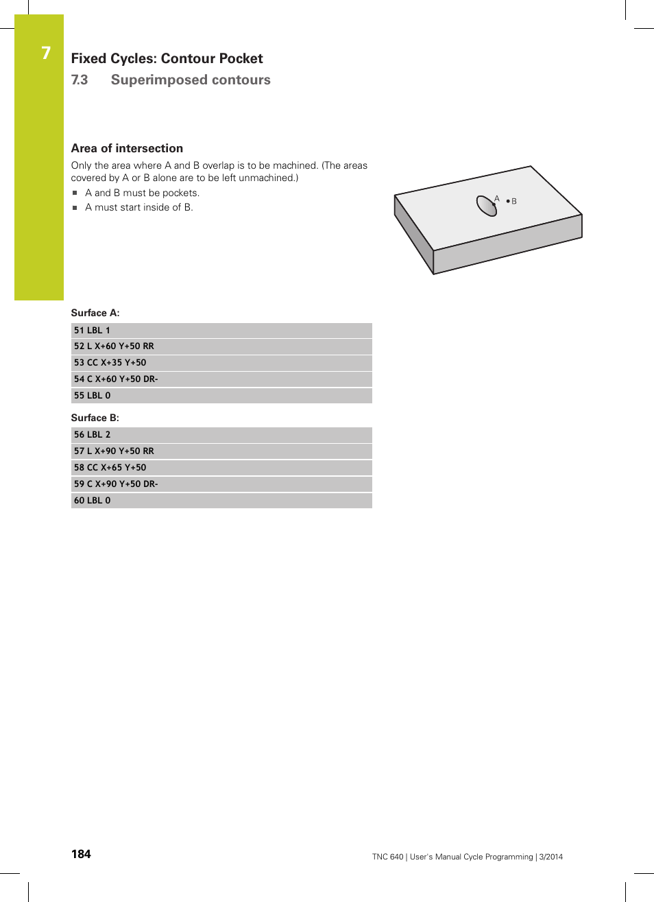 Area of intersection, Surface a | HEIDENHAIN TNC 640 (34059x-04) Cycle programming User Manual | Page 184 / 603