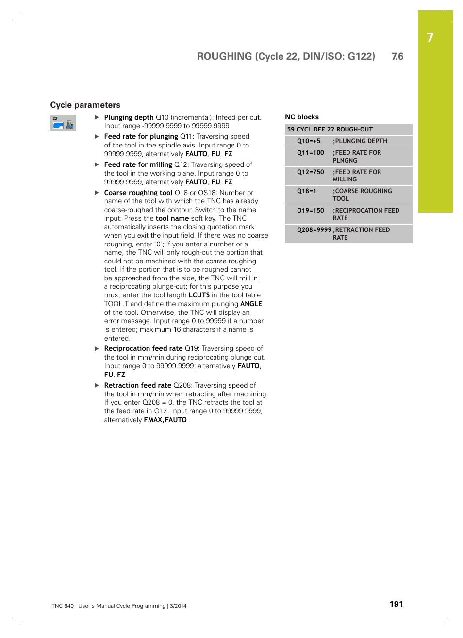 Cycle parameters | HEIDENHAIN TNC 640 (34059x-04) Cycle programming User Manual | Page 191 / 603