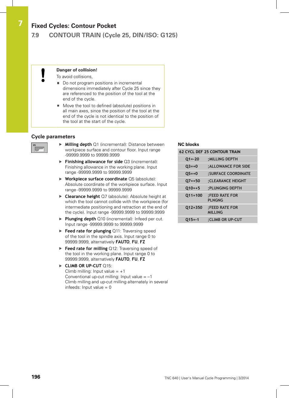 Cycle parameters | HEIDENHAIN TNC 640 (34059x-04) Cycle programming User Manual | Page 196 / 603