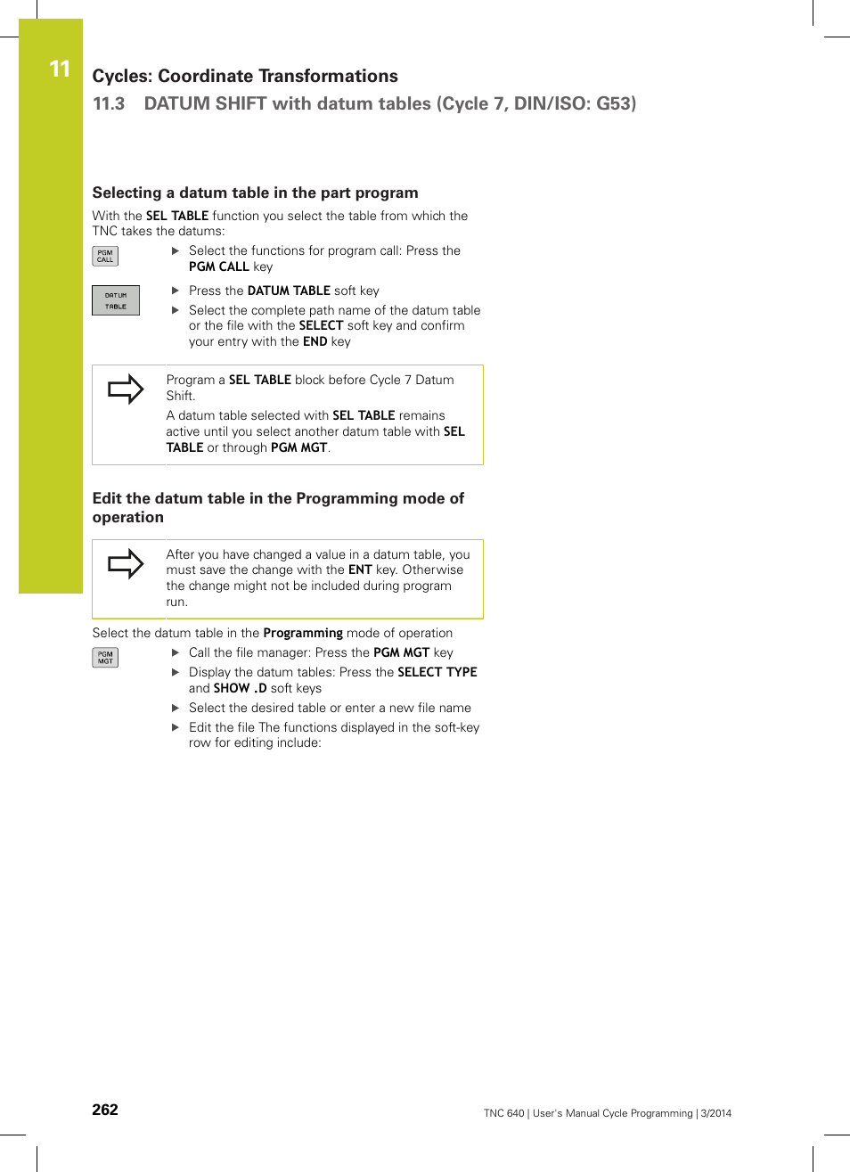 Selecting a datum table in the part program | HEIDENHAIN TNC 640 (34059x-04) Cycle programming User Manual | Page 262 / 603