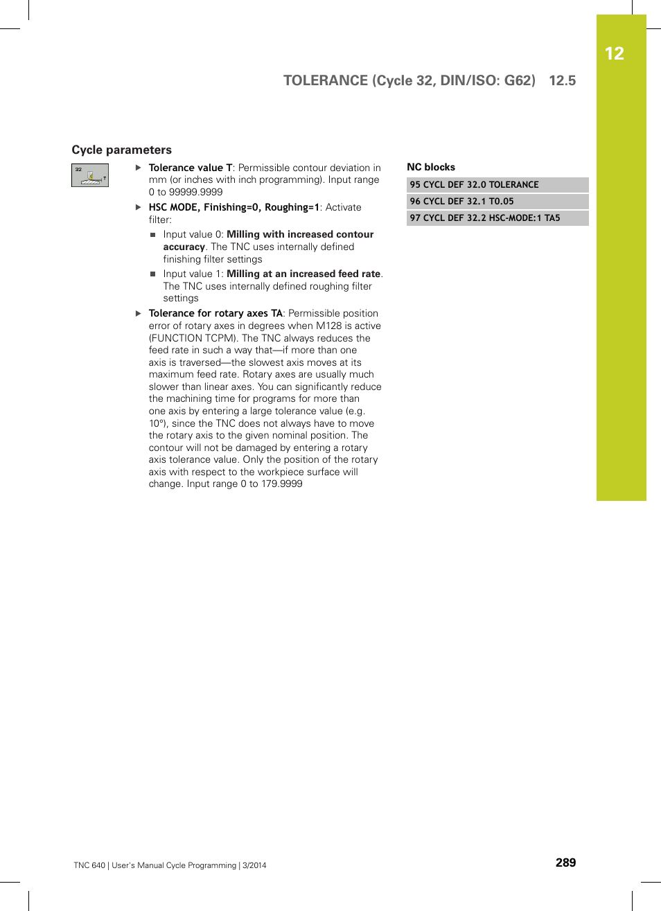 Cycle parameters | HEIDENHAIN TNC 640 (34059x-04) Cycle programming User Manual | Page 289 / 603