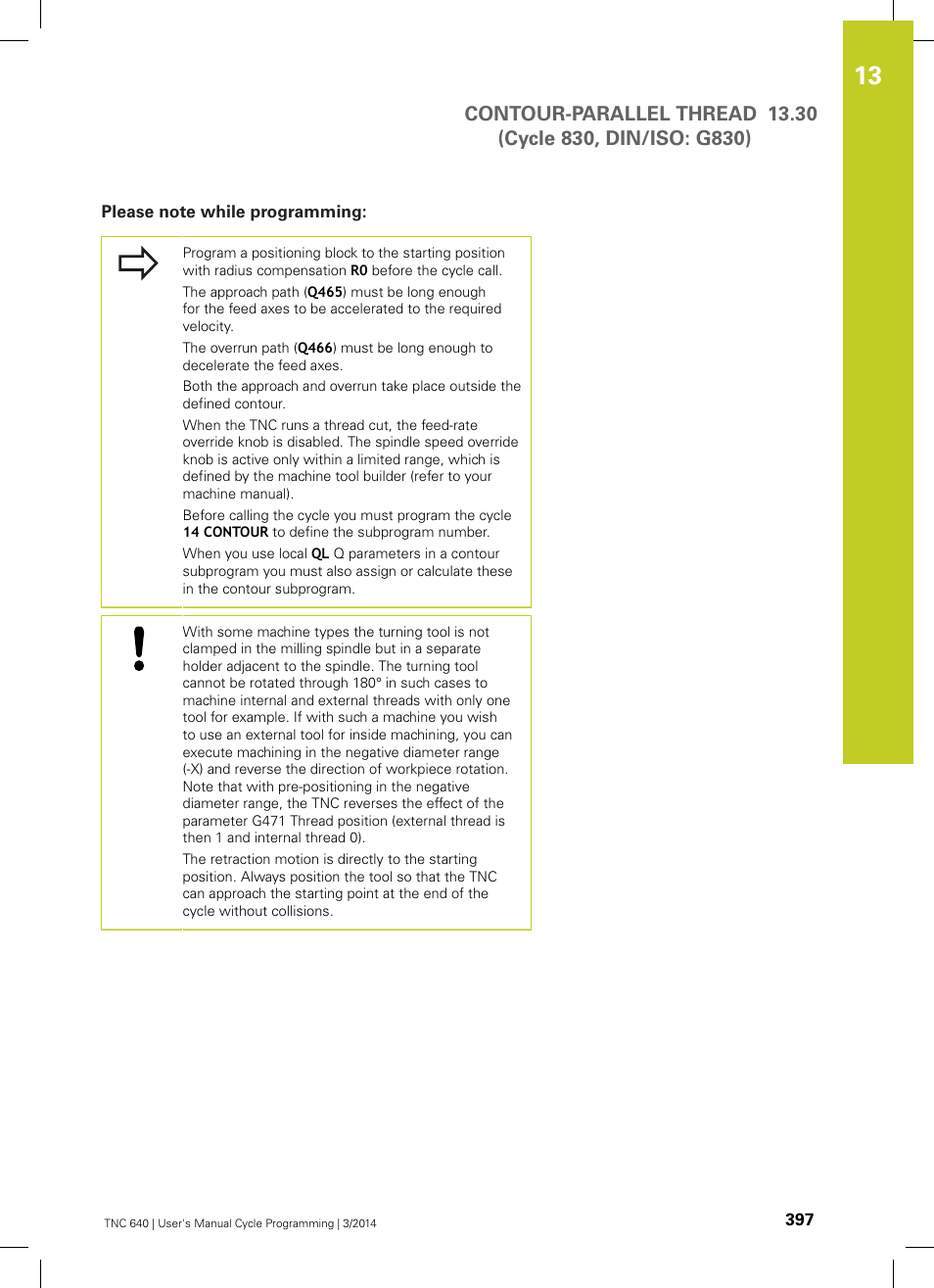 Please note while programming | HEIDENHAIN TNC 640 (34059x-04) Cycle programming User Manual | Page 397 / 603