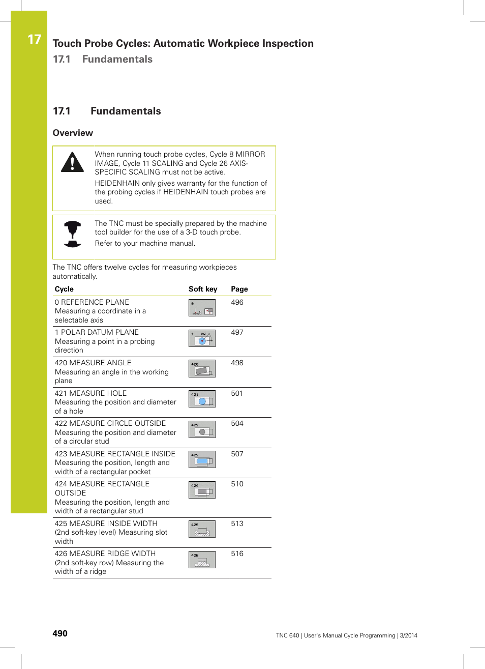 1 fundamentals, Overview, Fundamentals | HEIDENHAIN TNC 640 (34059x-04) Cycle programming User Manual | Page 490 / 603