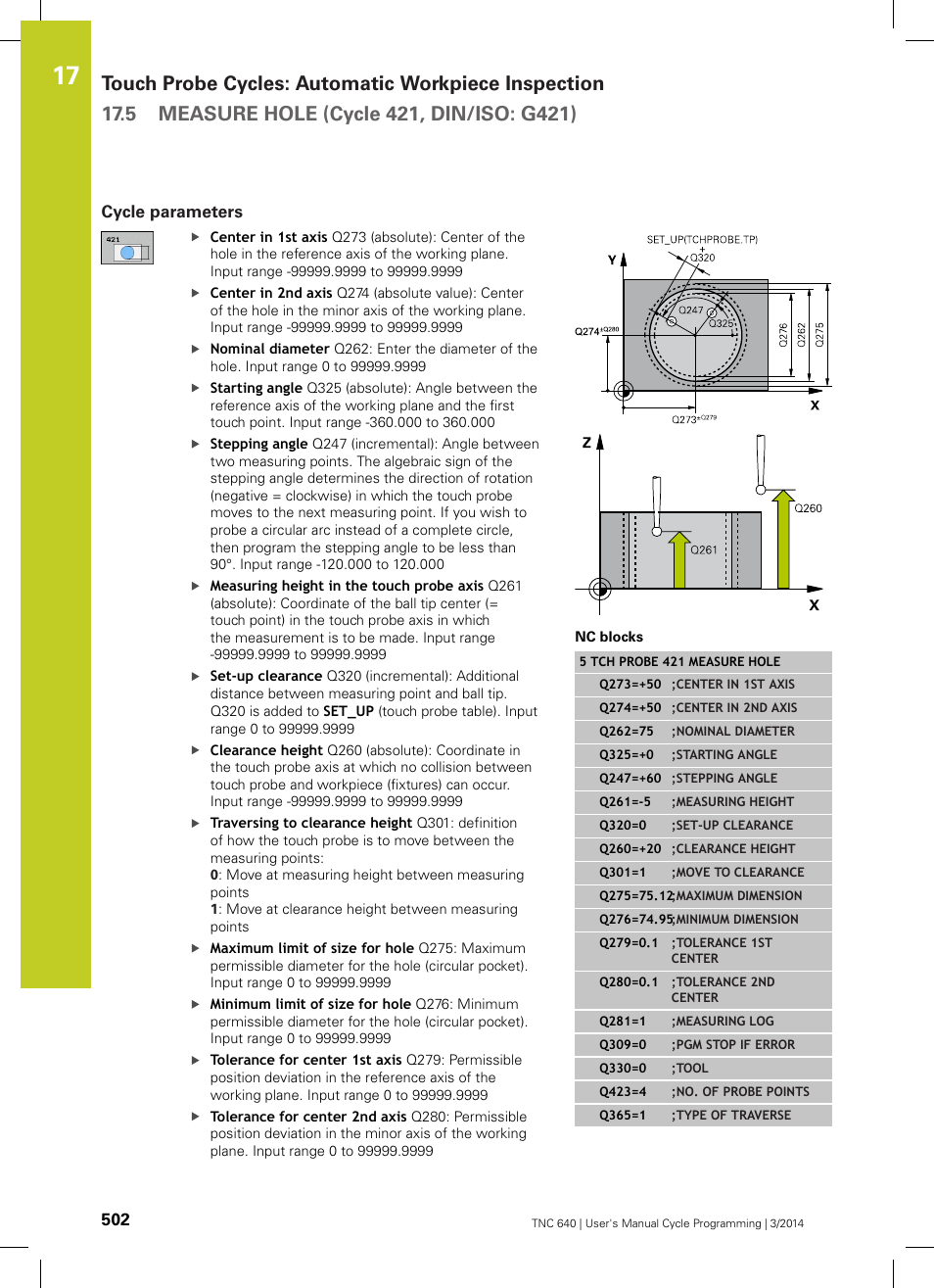 Cycle parameters | HEIDENHAIN TNC 640 (34059x-04) Cycle programming User Manual | Page 502 / 603