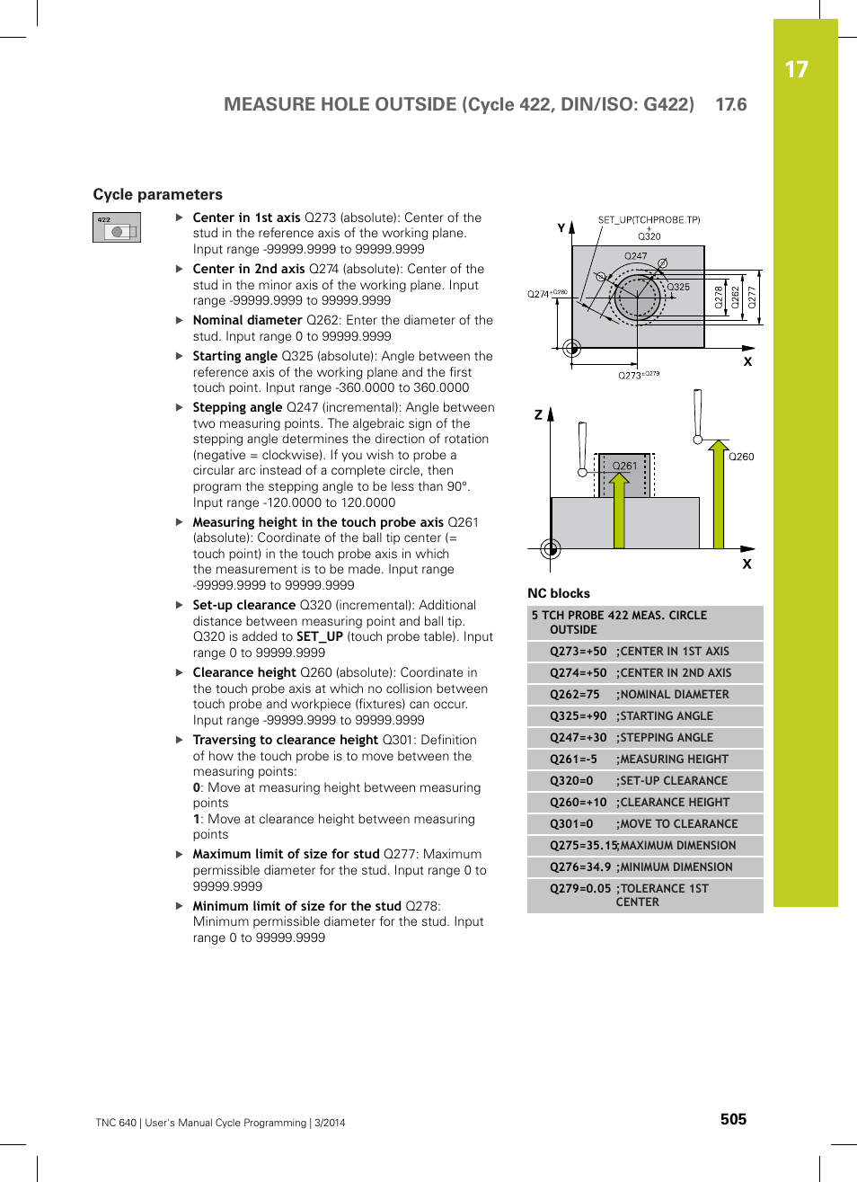 Cycle parameters | HEIDENHAIN TNC 640 (34059x-04) Cycle programming User Manual | Page 505 / 603