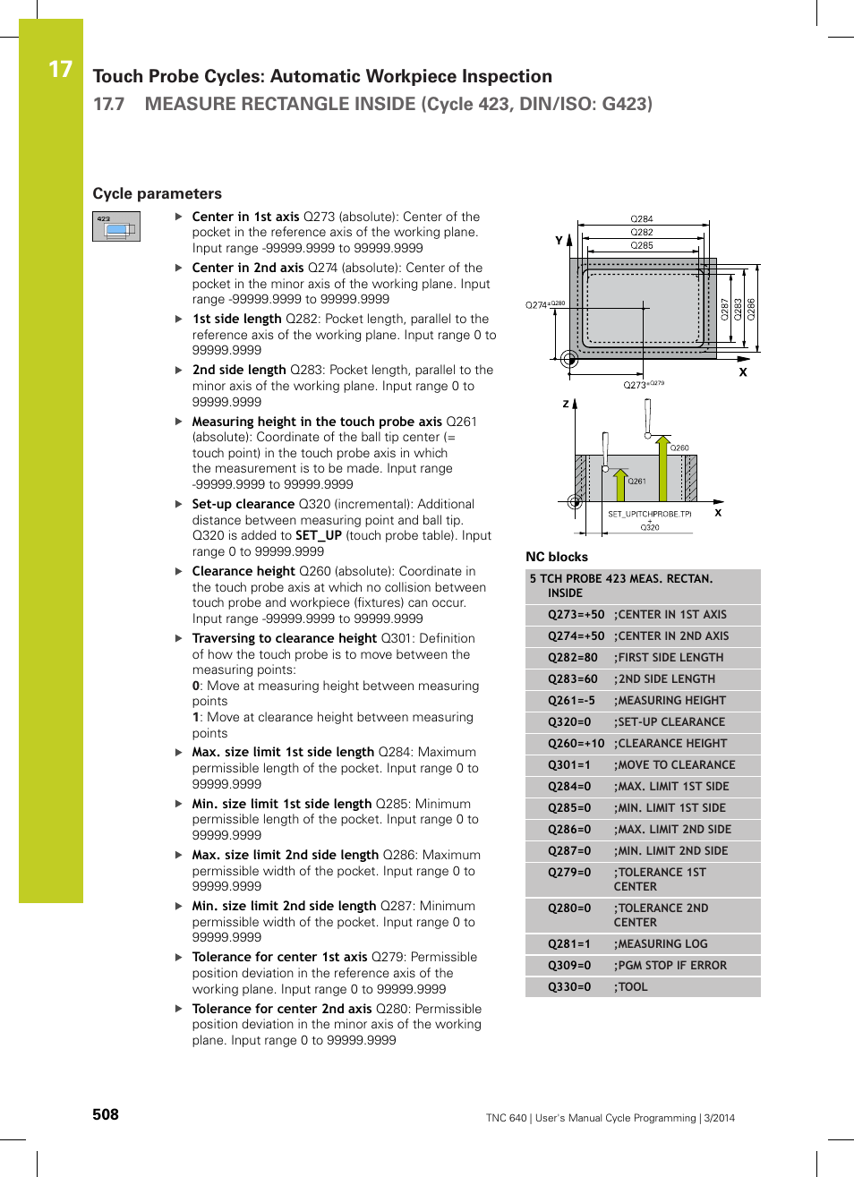Cycle parameters | HEIDENHAIN TNC 640 (34059x-04) Cycle programming User Manual | Page 508 / 603