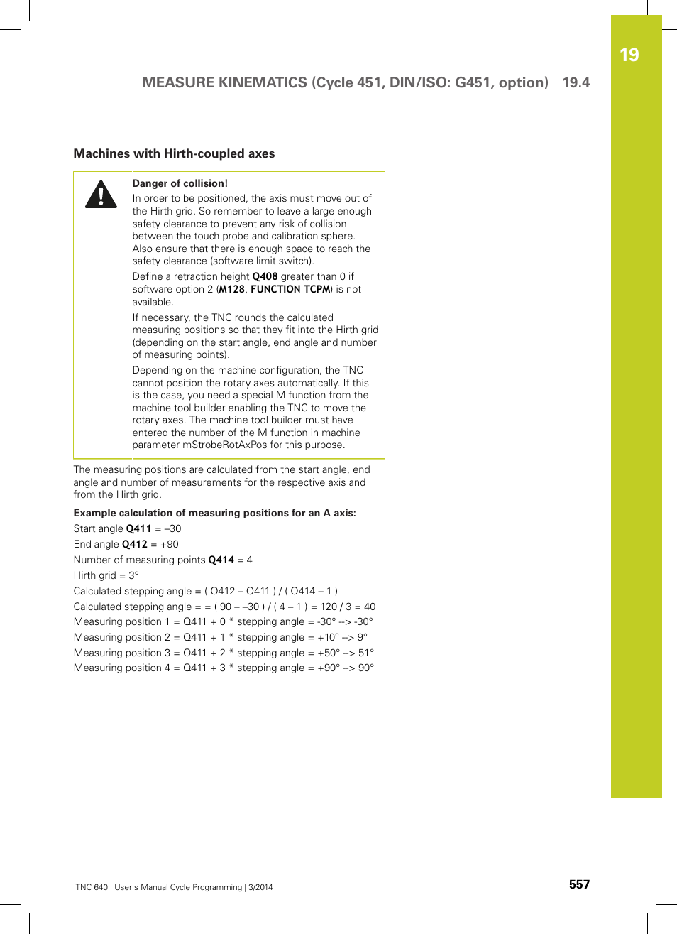 Machines with hirth-coupled axes | HEIDENHAIN TNC 640 (34059x-04) Cycle programming User Manual | Page 557 / 603