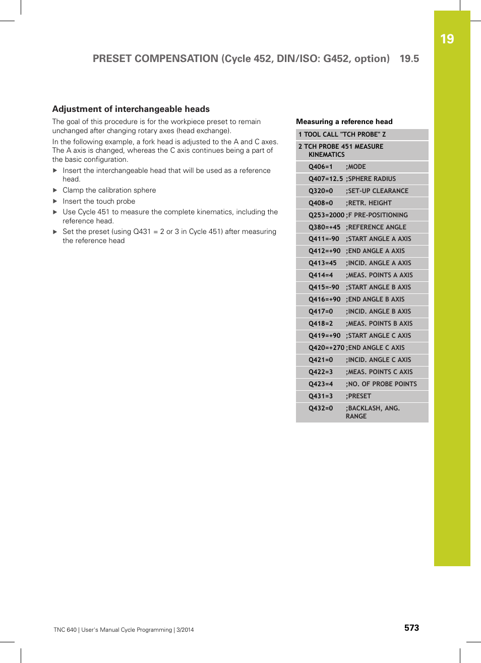 Adjustment of interchangeable heads | HEIDENHAIN TNC 640 (34059x-04) Cycle programming User Manual | Page 573 / 603