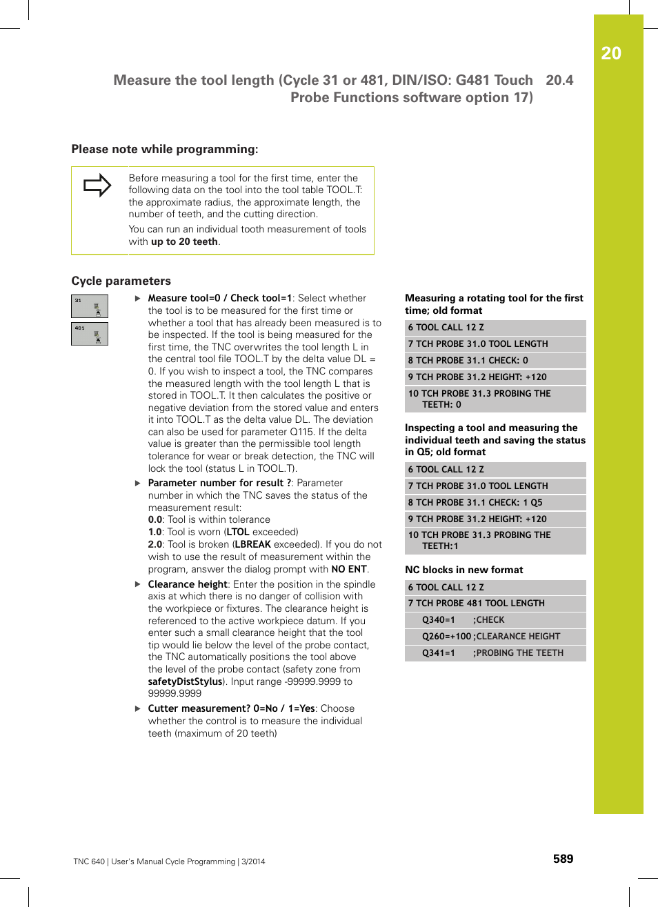 Please note while programming, Cycle parameters | HEIDENHAIN TNC 640 (34059x-04) Cycle programming User Manual | Page 589 / 603