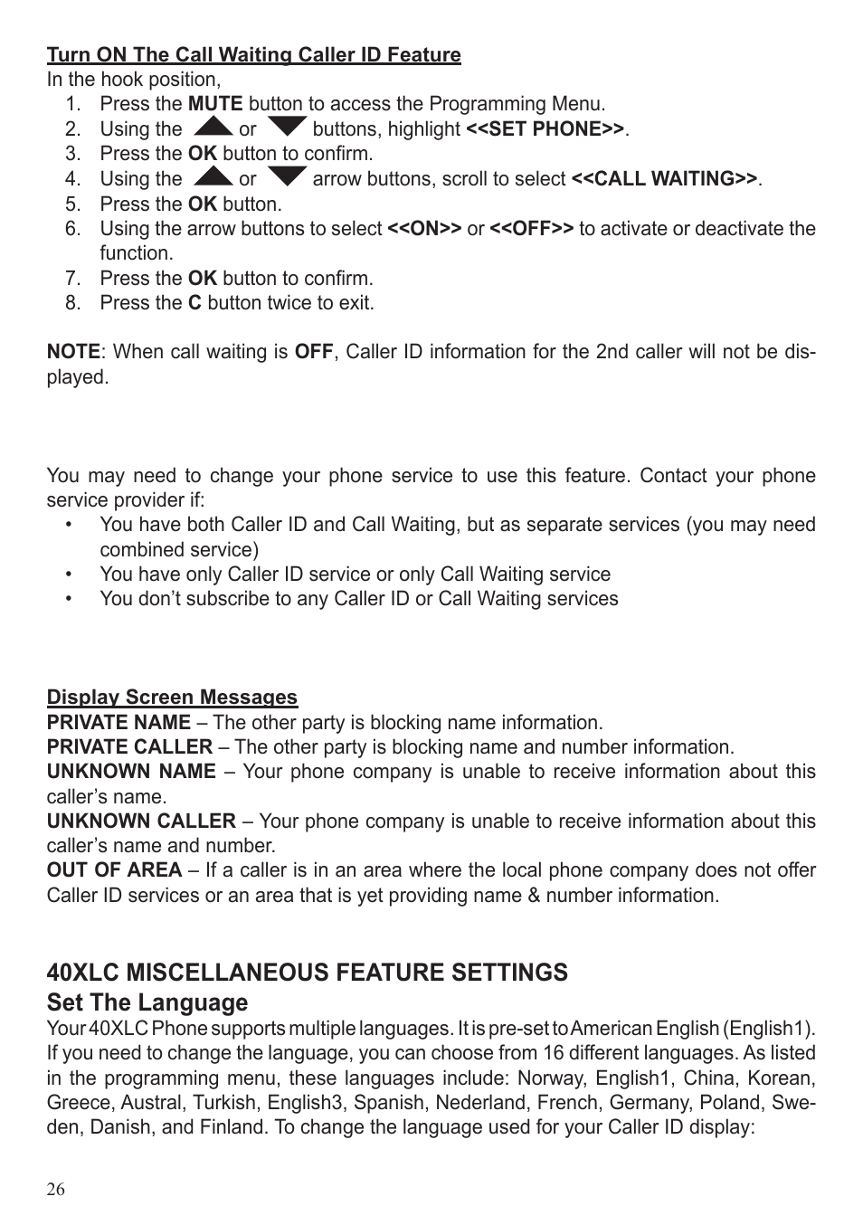 ClearSounds 40XLC User Manual | Page 26 / 36