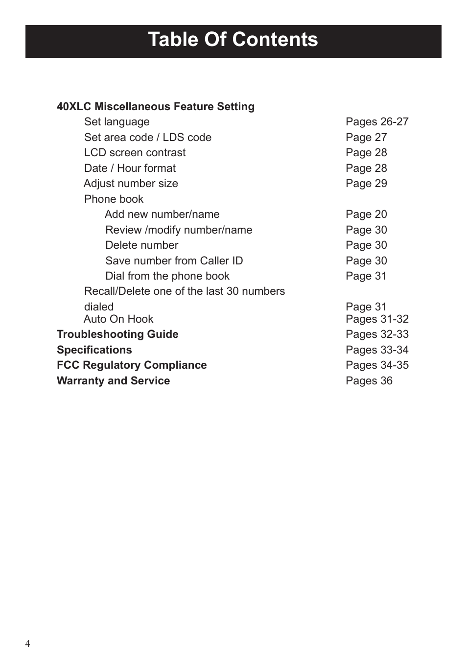 ClearSounds 40XLC User Manual | Page 4 / 36