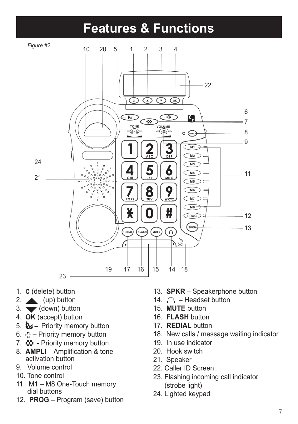 Features & functions | ClearSounds 40XLC User Manual | Page 7 / 36