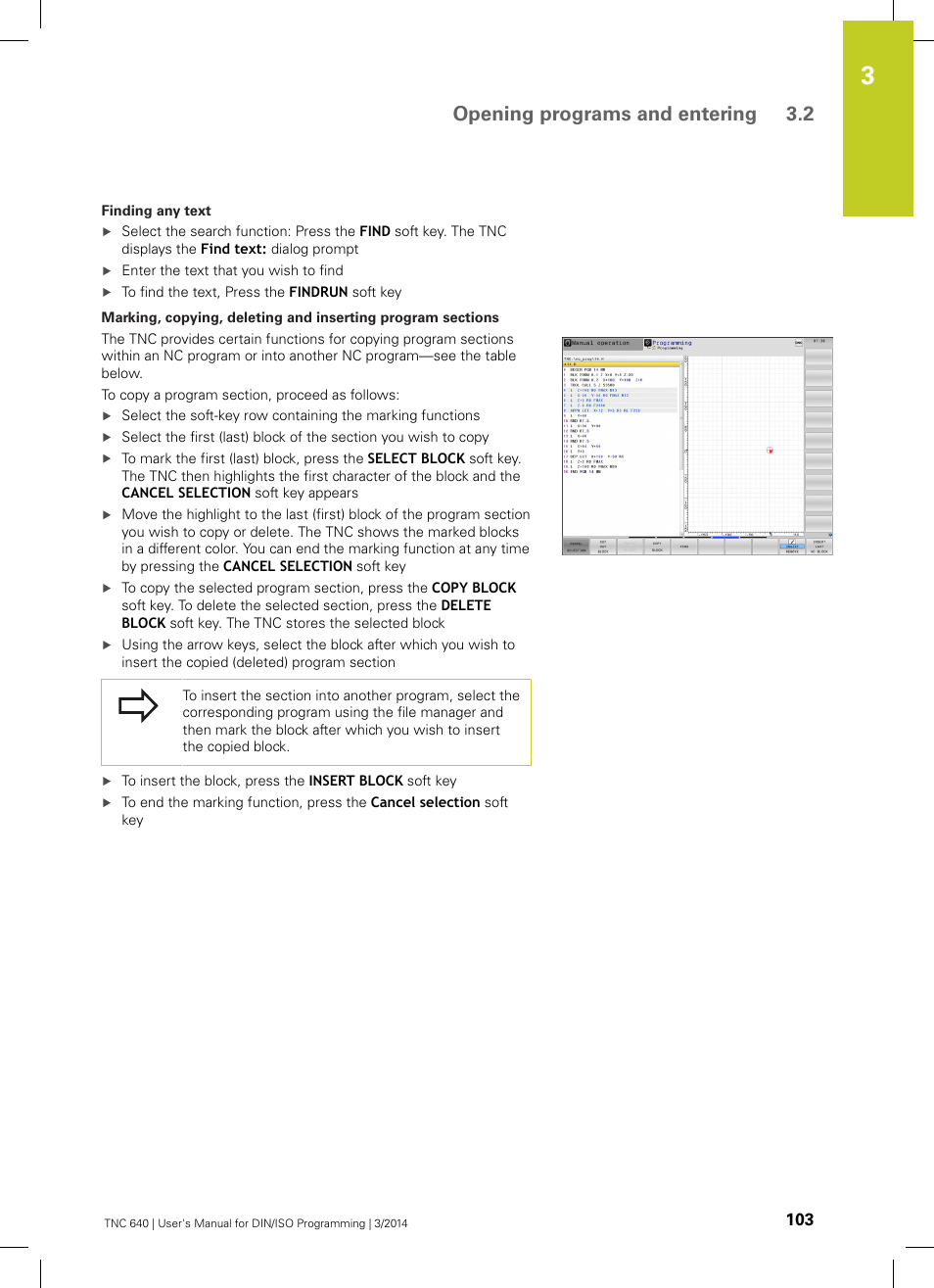 Opening programs and entering 3.2 | HEIDENHAIN TNC 640 (34059x-04) ISO programming User Manual | Page 103 / 645