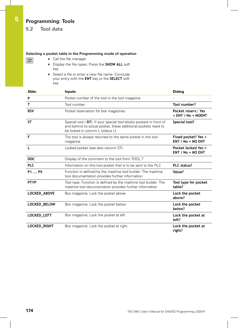 Programming: tools 5.2 tool data | HEIDENHAIN TNC 640 (34059x-04) ISO programming User Manual | Page 174 / 645