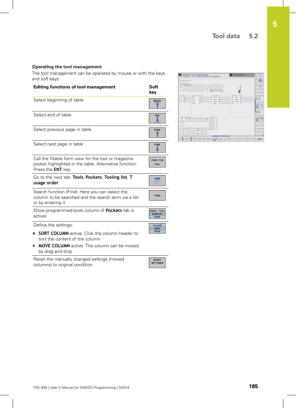 Tool data 5.2 | HEIDENHAIN TNC 640 (34059x-04) ISO programming User Manual | Page 185 / 645