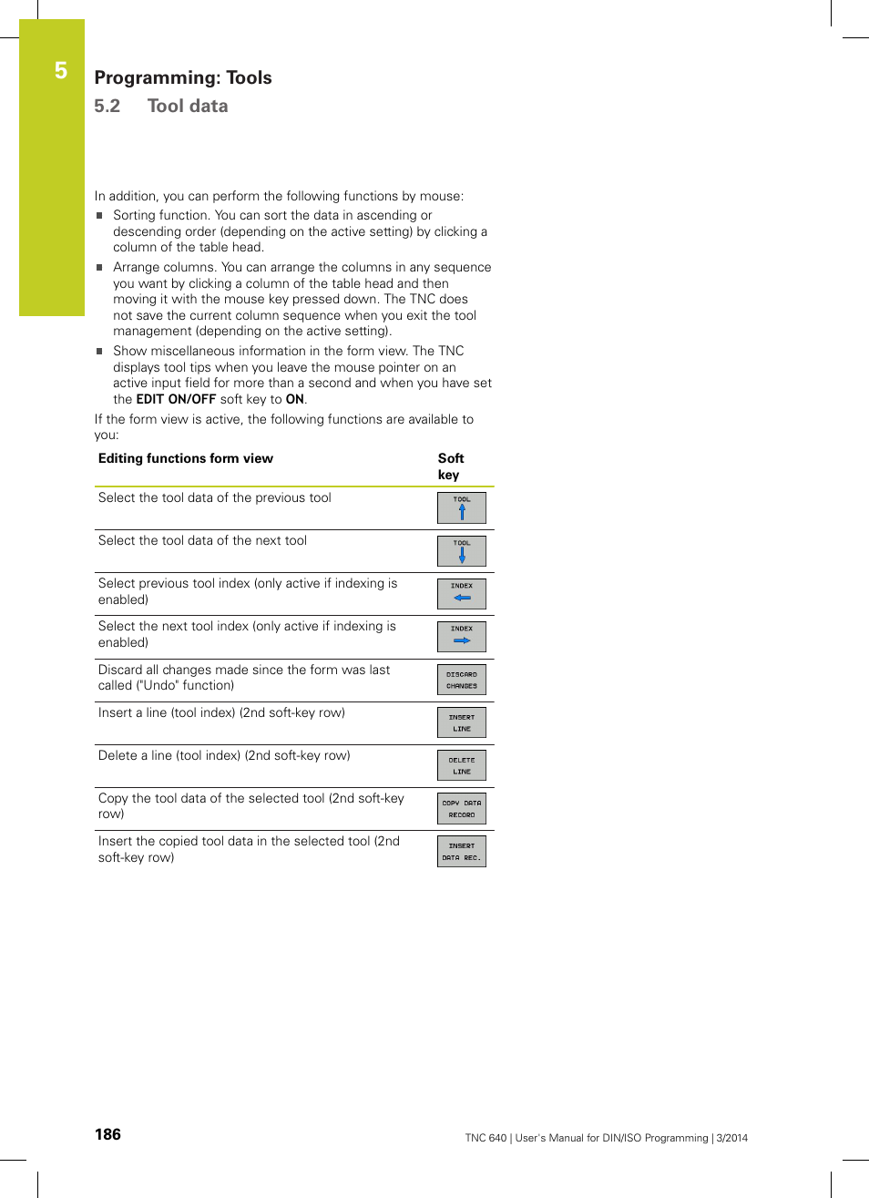 Programming: tools 5.2 tool data | HEIDENHAIN TNC 640 (34059x-04) ISO programming User Manual | Page 186 / 645