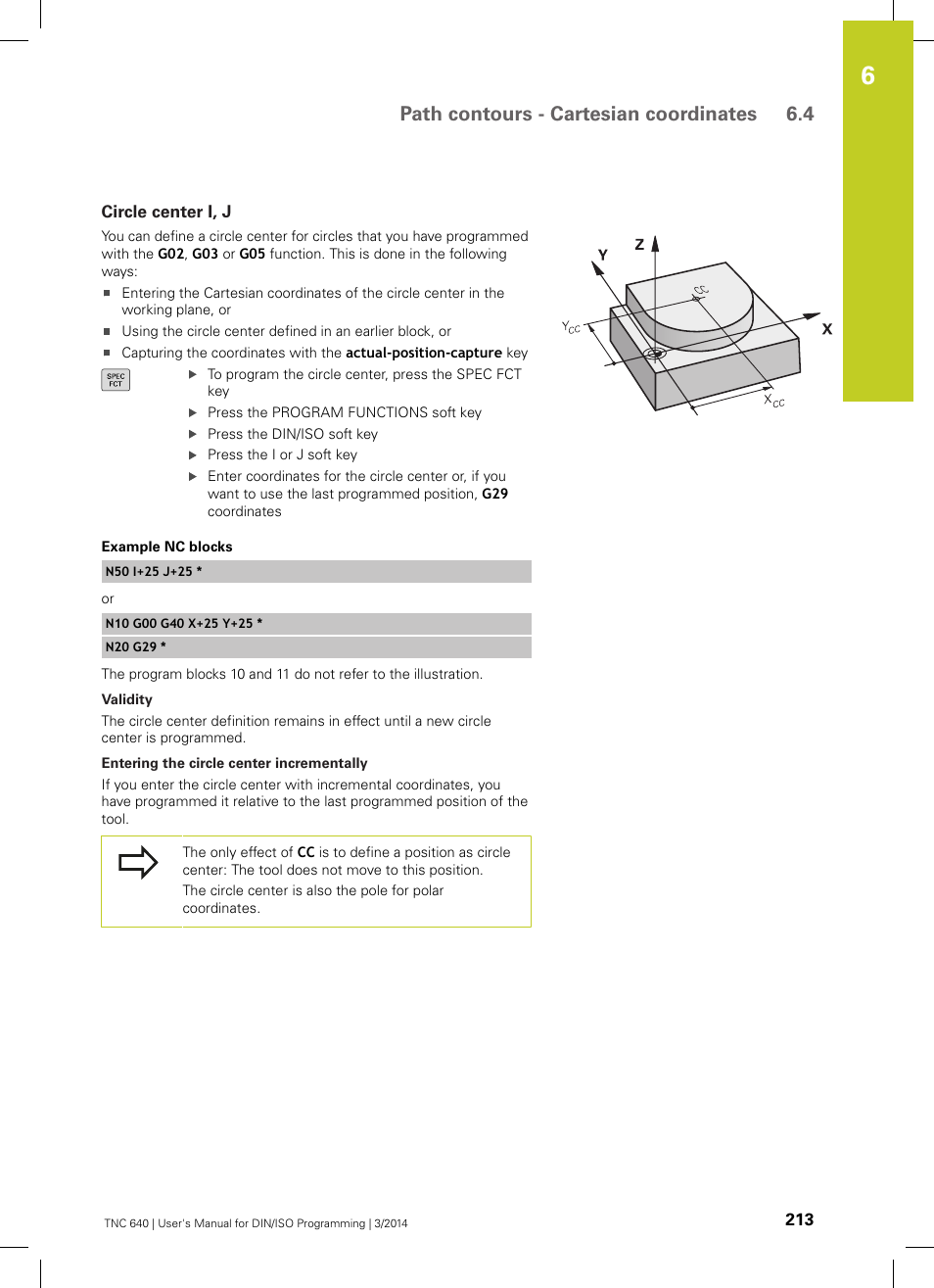 Circle center i, j, Path contours - cartesian coordinates 6.4 | HEIDENHAIN TNC 640 (34059x-04) ISO programming User Manual | Page 213 / 645