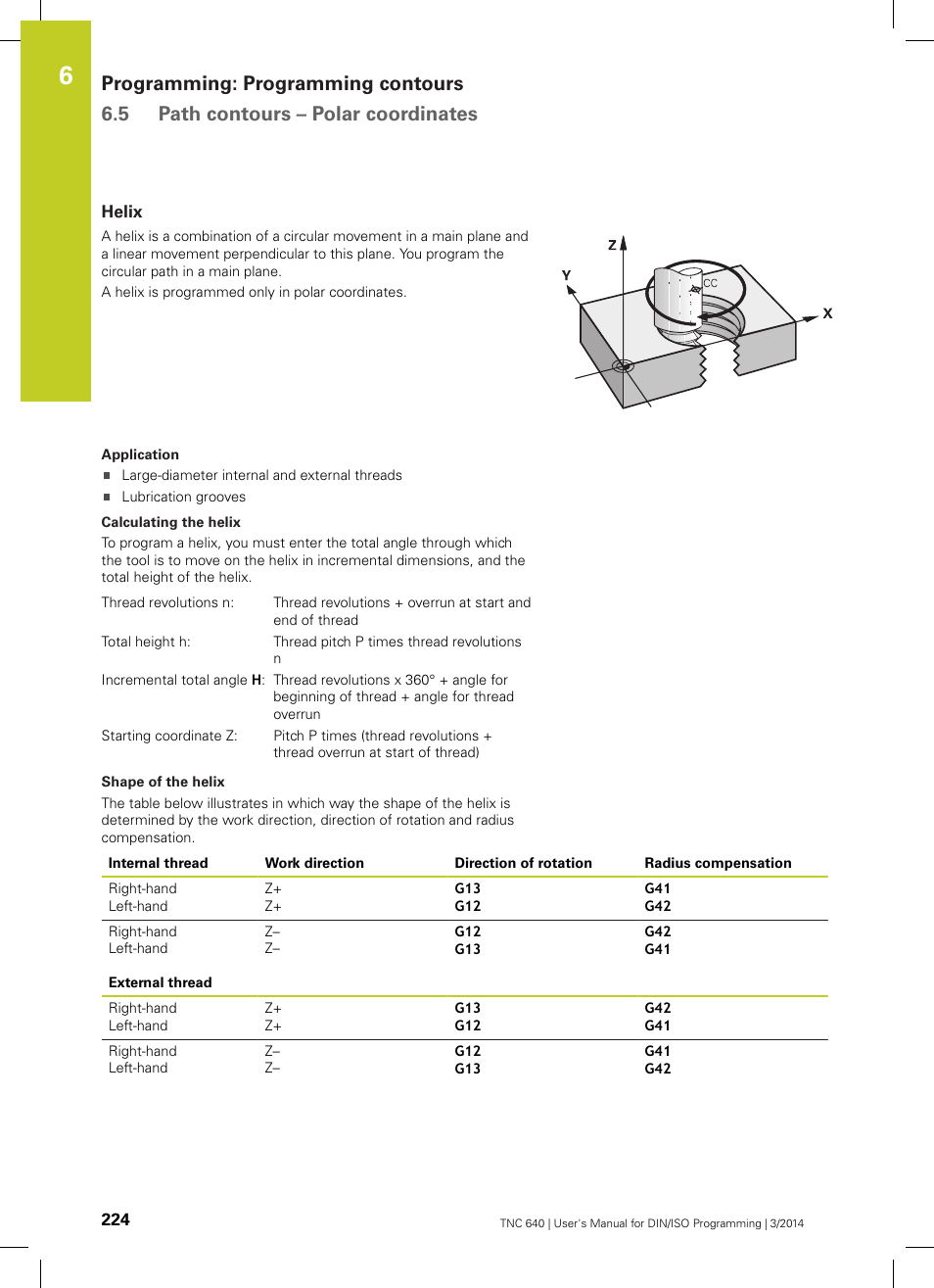 Helix | HEIDENHAIN TNC 640 (34059x-04) ISO programming User Manual | Page 224 / 645